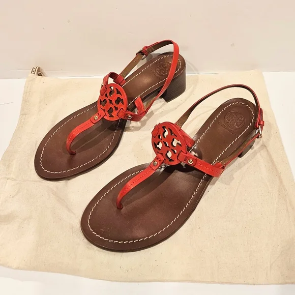 Tory Burch Miller Block Heel Sandals in Bright Samba (Size 9) - Picture 2 of 8